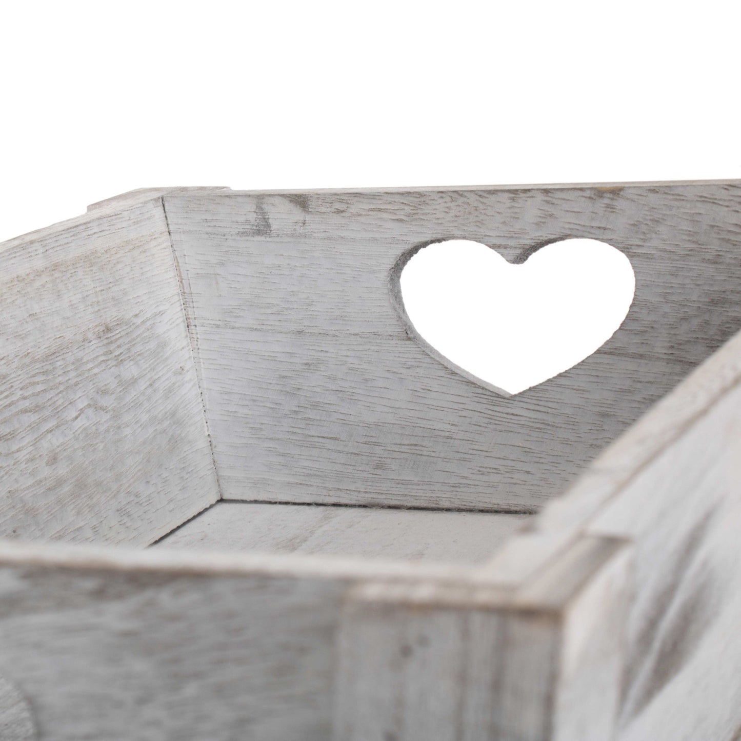 Small Vintage White Wash Heart Cut-Out Tray