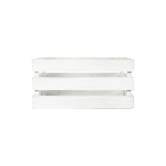 Medium Vintage White Wash Slatted Wooden Crate