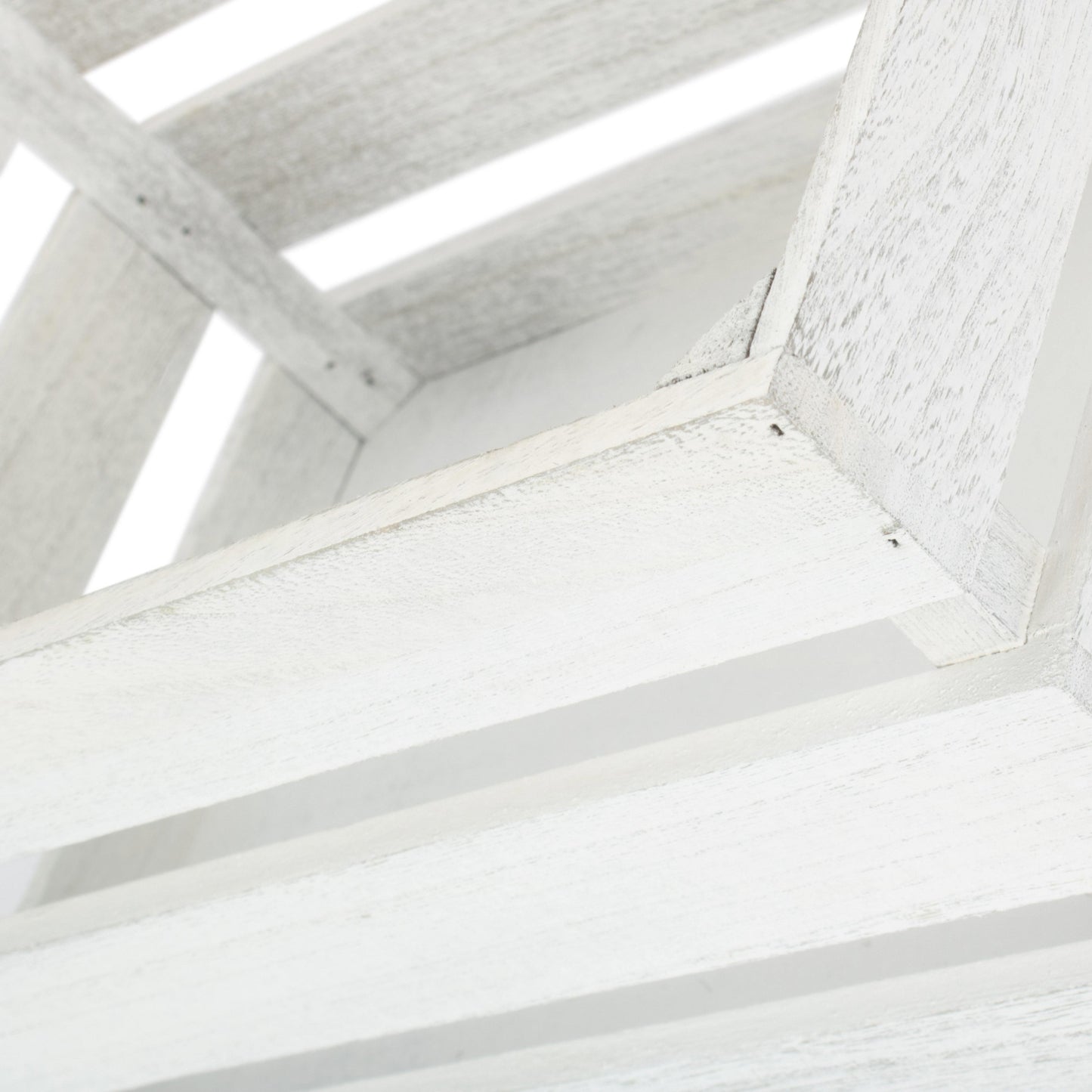 Medium Vintage White Wash Slatted Wooden Crate