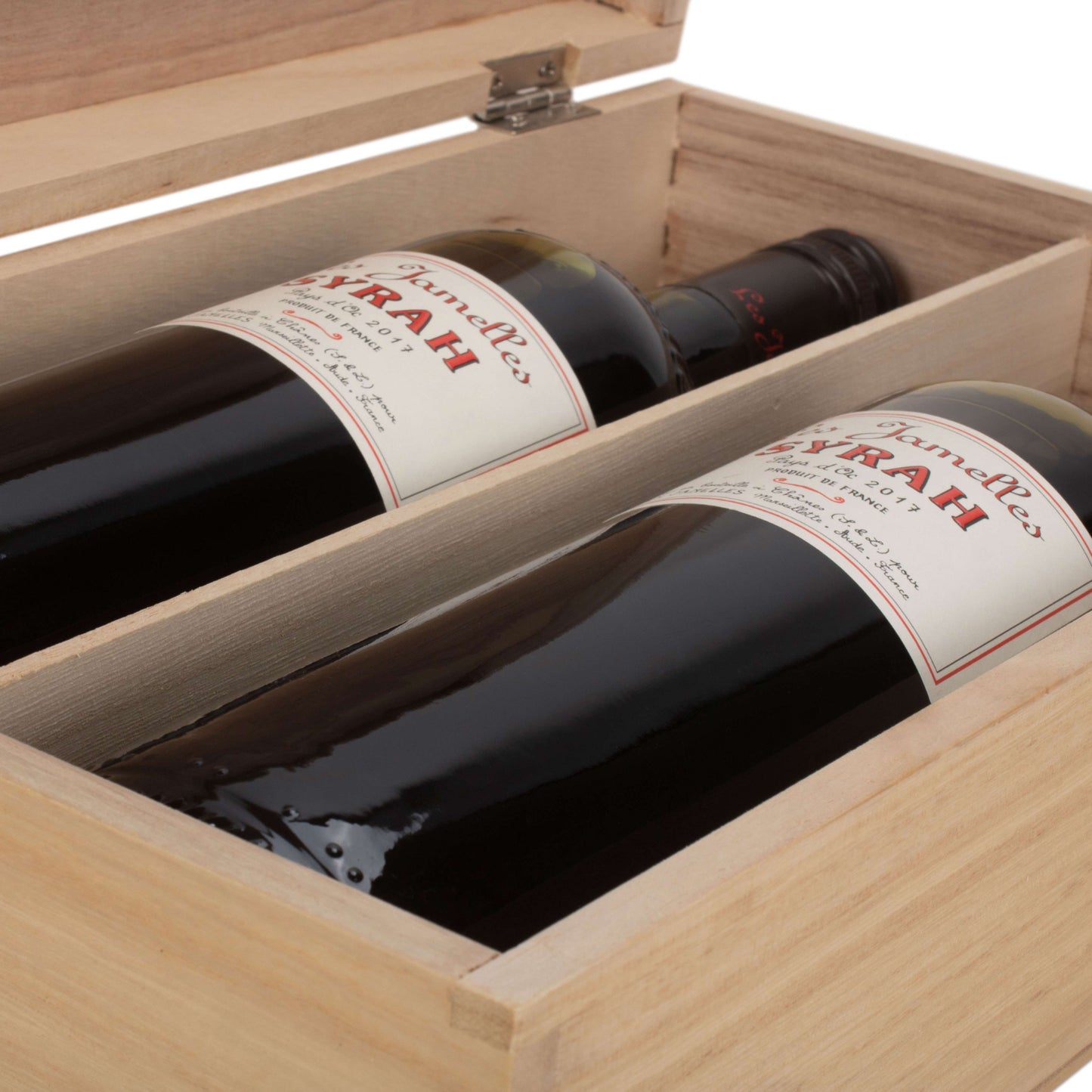 Two Bottle Clear Varnish Wooden Box