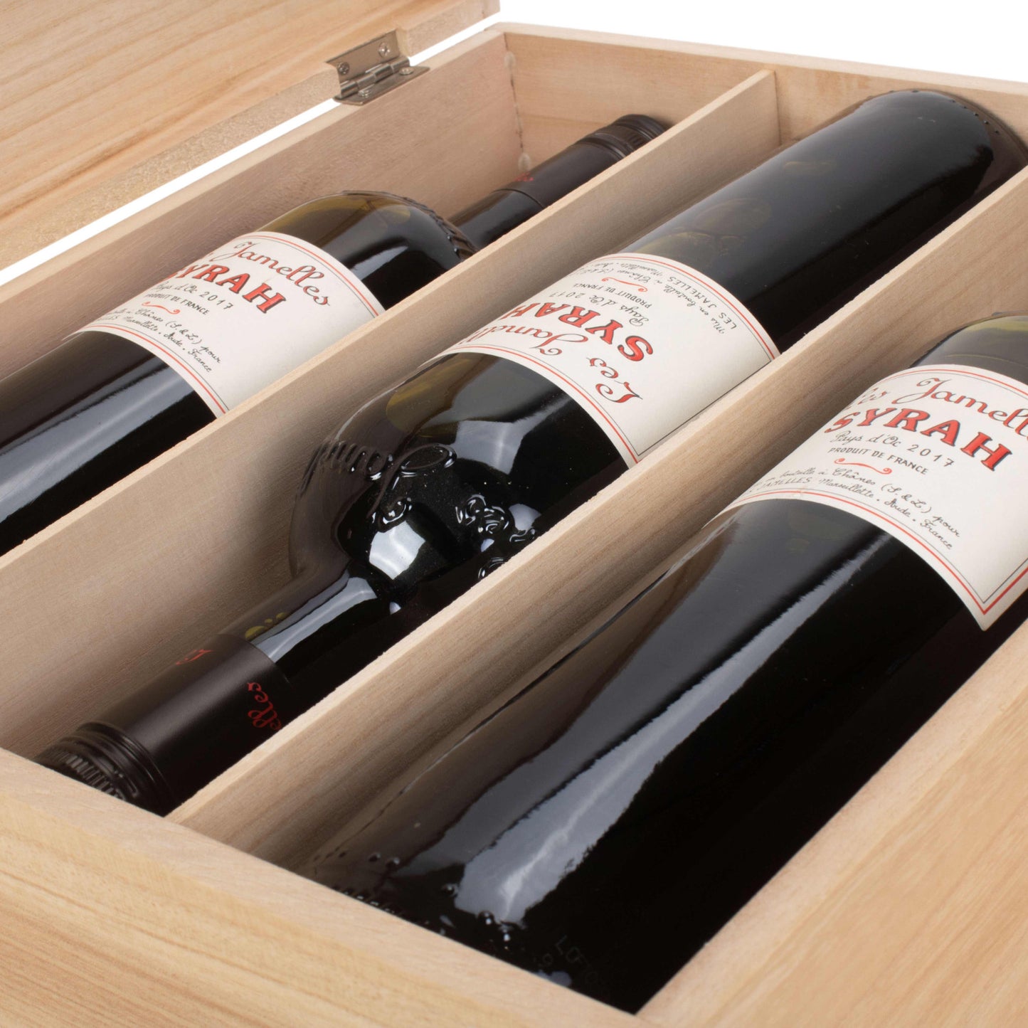 Three Bottle Clear Varnish Wooden Box