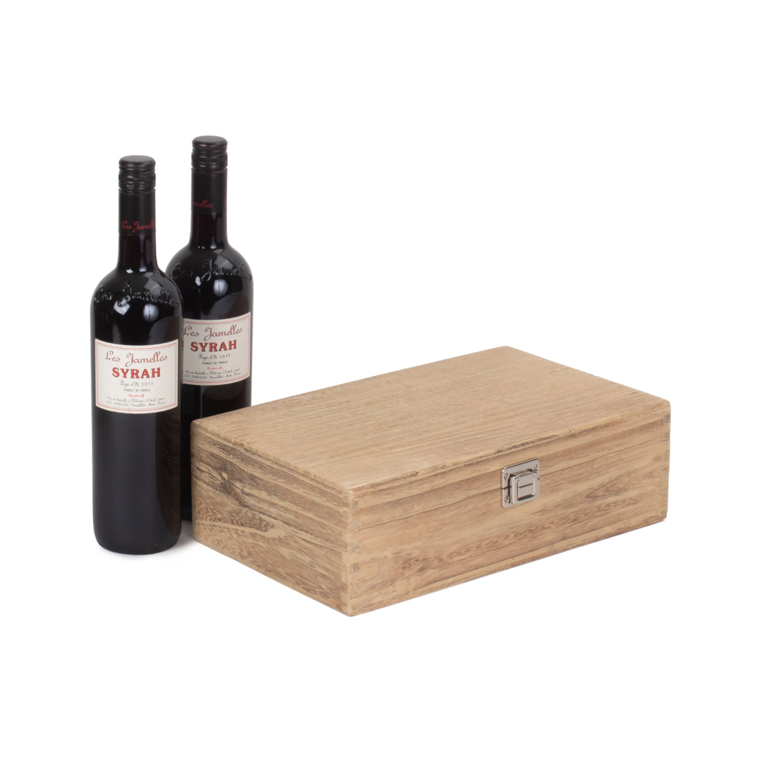 Two Bottle Oak Effect Wooden Box