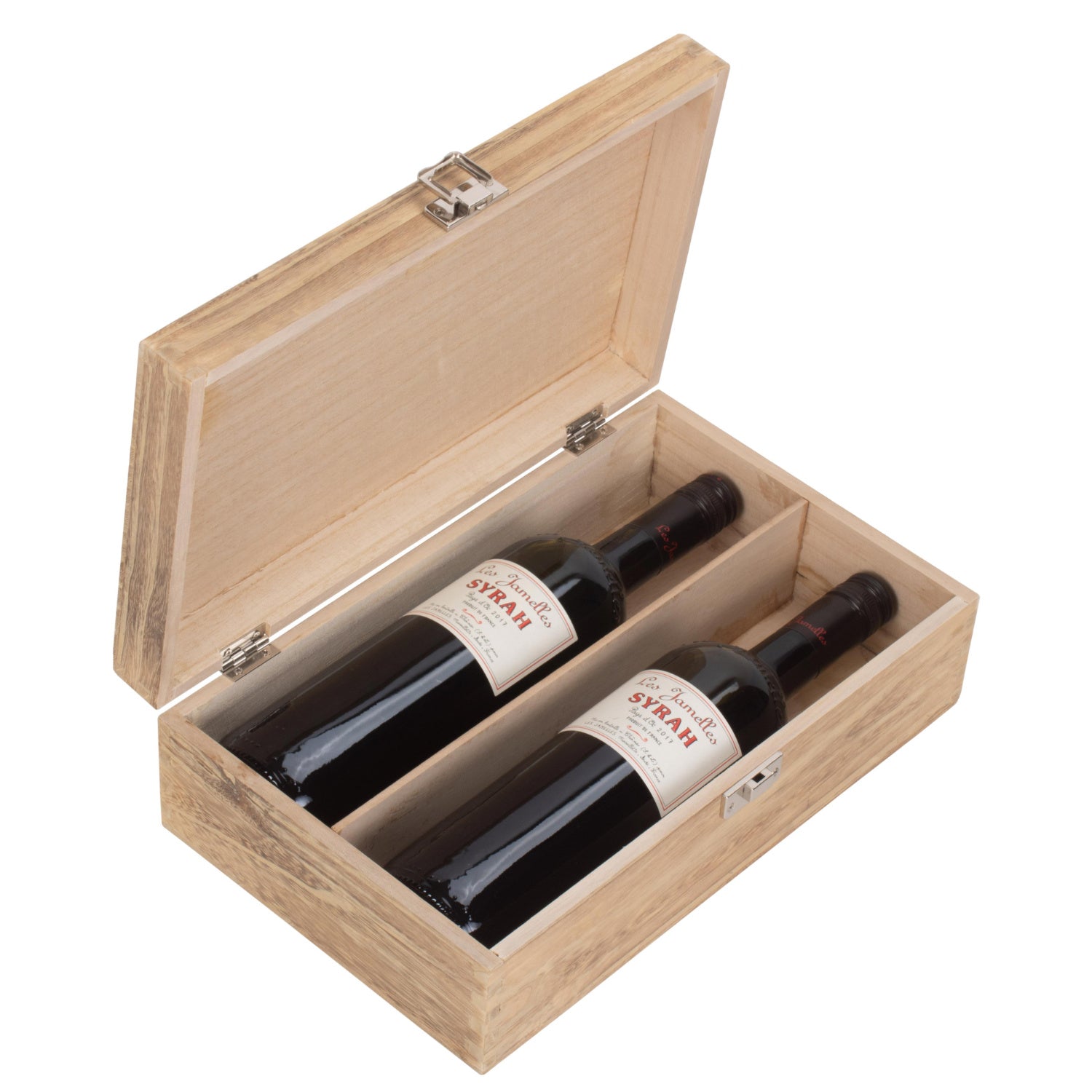 Two Bottle Oak Effect Wooden Box