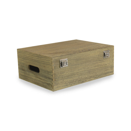 14 Inch Oak Effect Wooden Keepsake Box