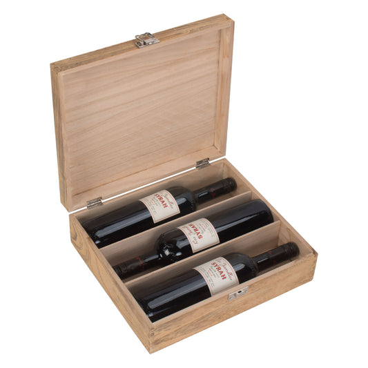 Three Bottle Oak Effect Wooden Box