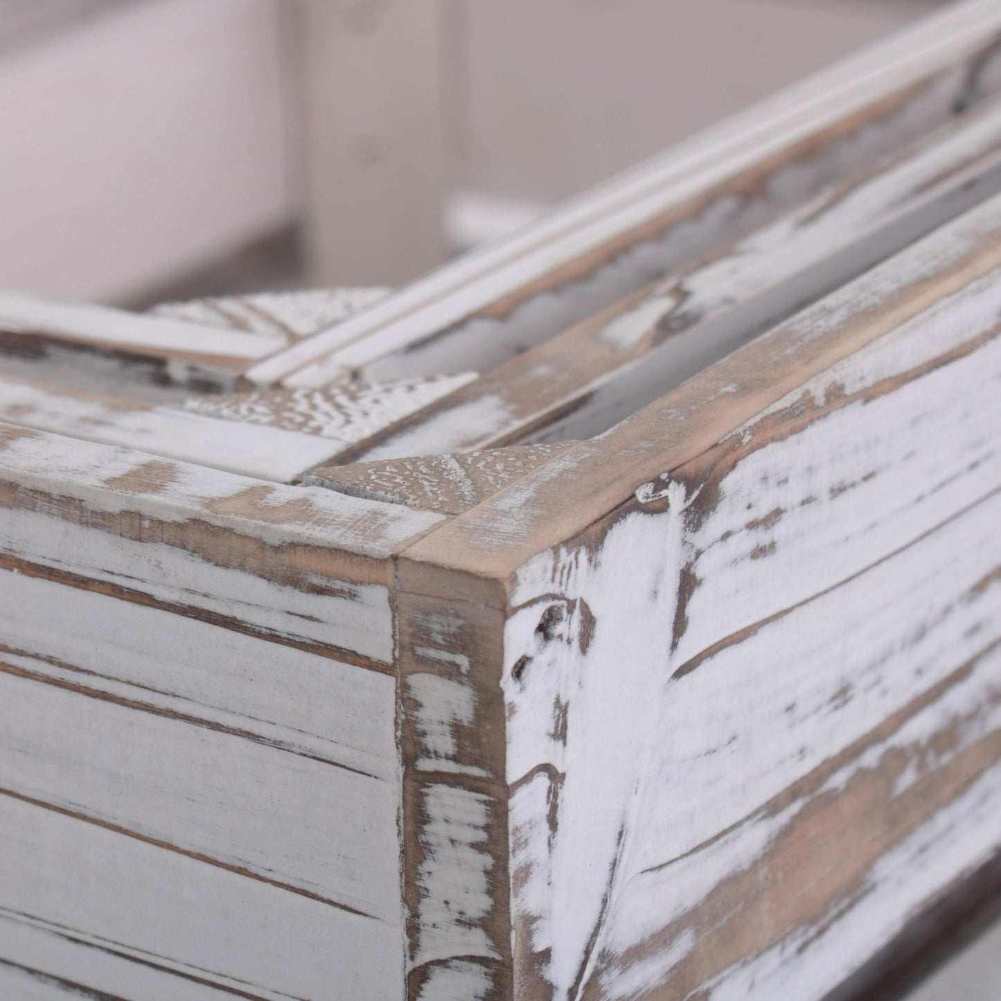 Distressed White Wash Rope Handled Crate Set 3