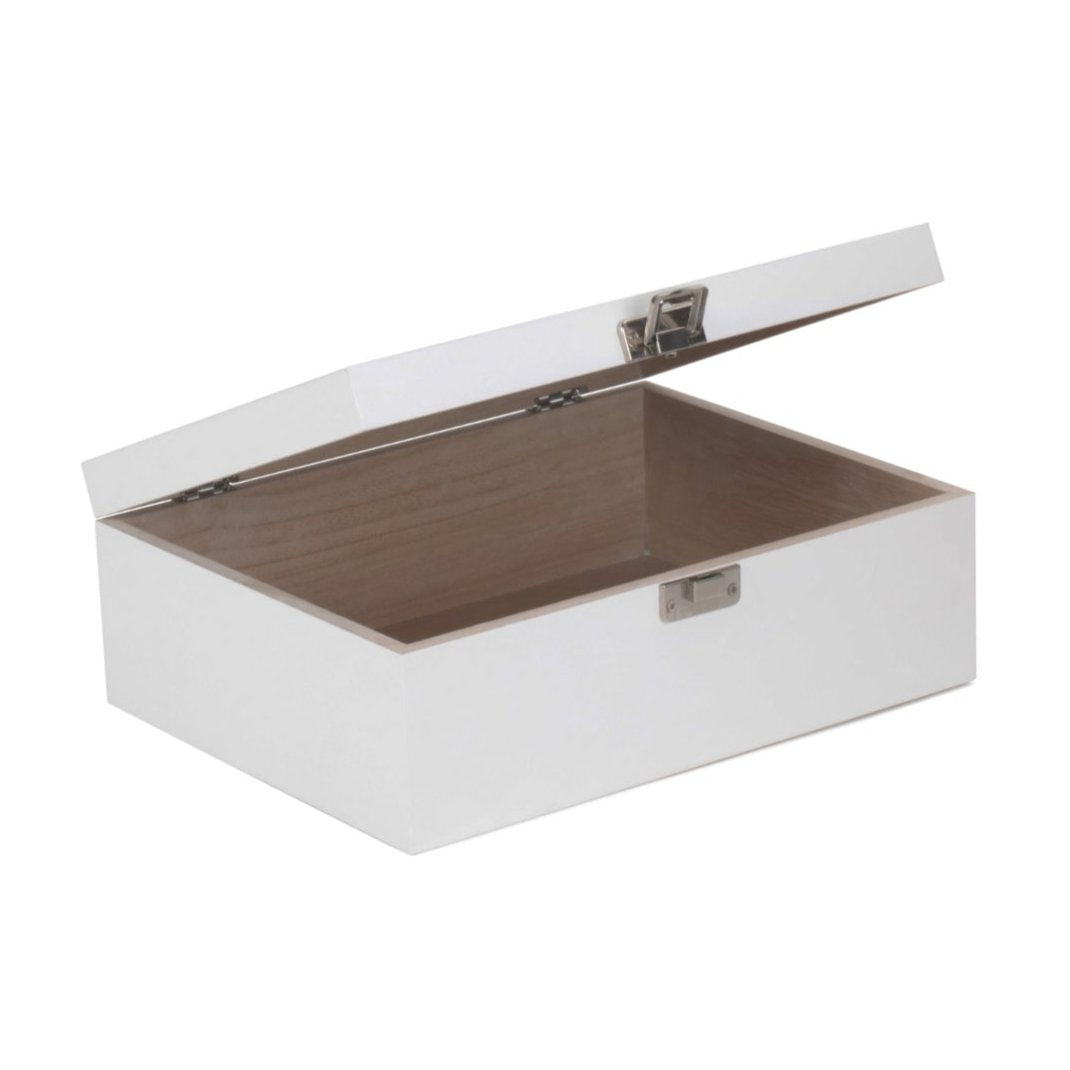 12 Inch White Wooden Keepsake Box