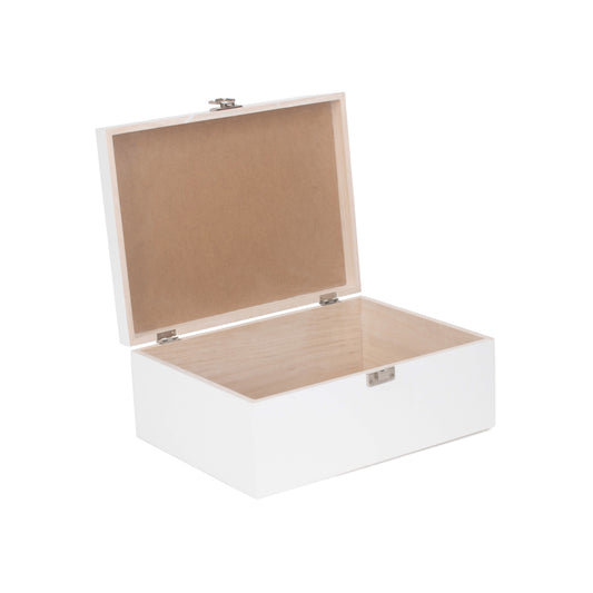 14 Inch White Wooden Keepsake Box