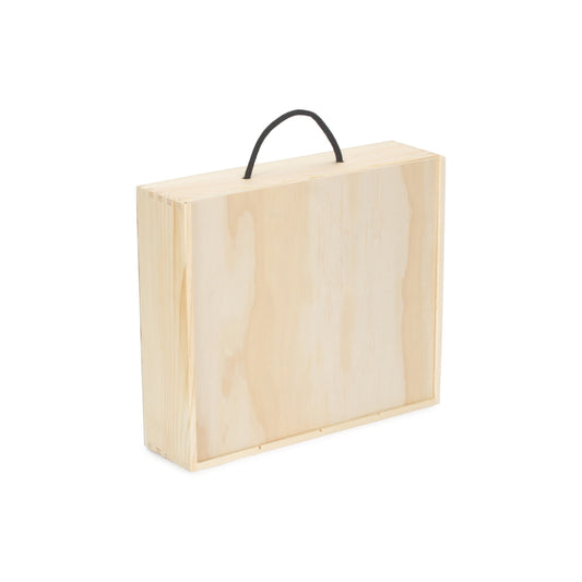 4 Bottle Box with Sliding Wooden Lid