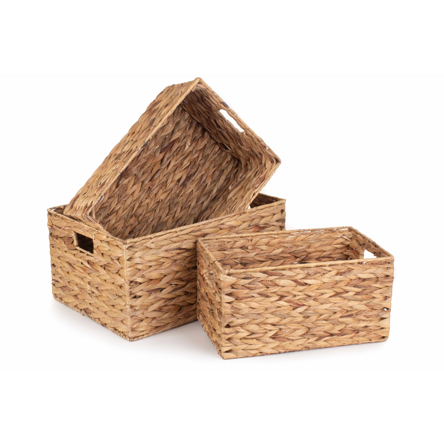 Water Hyacinth Rectangular Storage Basket Set 3