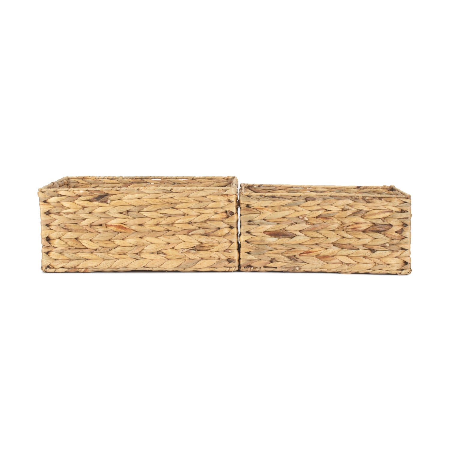 Small Water Hyacinth Storage Basket Set 2 With Heart Cut-Out Handles