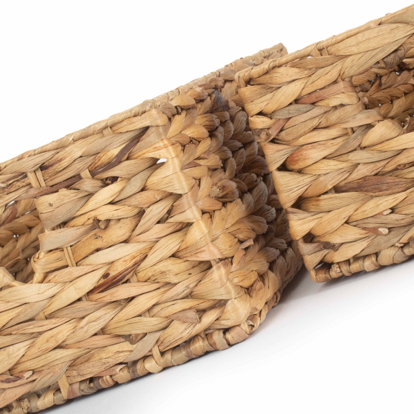 Small Water Hyacinth Storage Basket Set 2 With Heart Cut-Out Handles