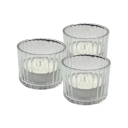 Ribbed Glass Tealights Set of 3