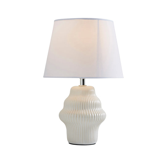 Alanna Ivory Ribbed Ceramic Table Lamp