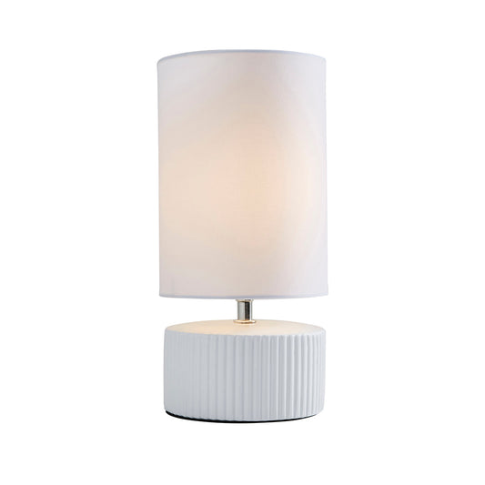 Linden White Ribbed Ceramic Table Lamp