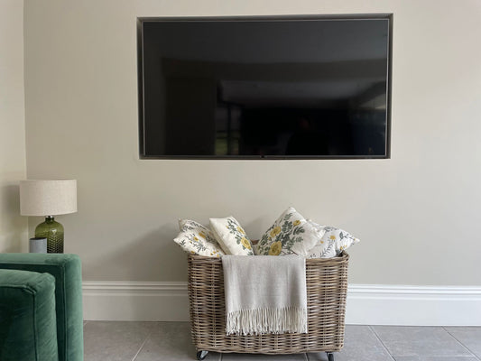 Wovenhill Kubu Rattan Tall Oblong Log Basket with Wheels