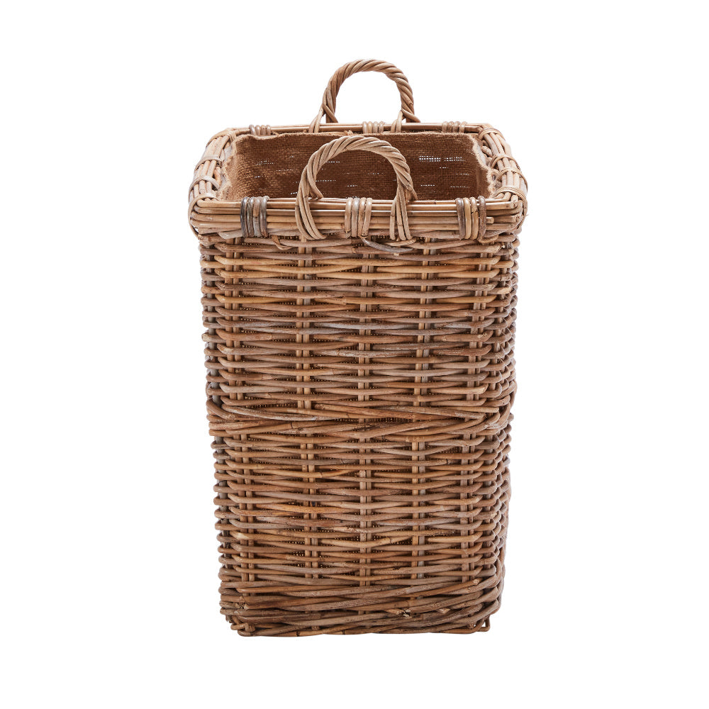 Wovenhill Kubu Rattan Rectangular Log Basket with Hoop Handles