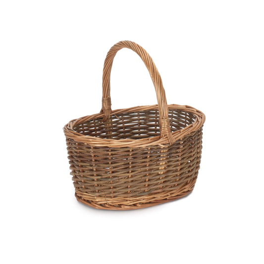 Oval Unpeeled Willow Shopper Basket - Size 1 Small