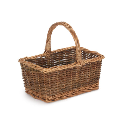 Rectangular Unpeeled Willow Shopper Basket - Size 1 Small