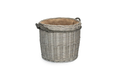 Grey Wash Willow Round Storage Basket Size 1 - Small