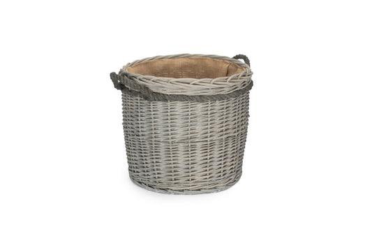 Grey Wash Willow Round Storage Basket Size 1 - Small