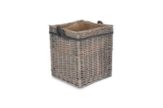 Grey Wash Willow Square Storage Basket Size 1 - Small