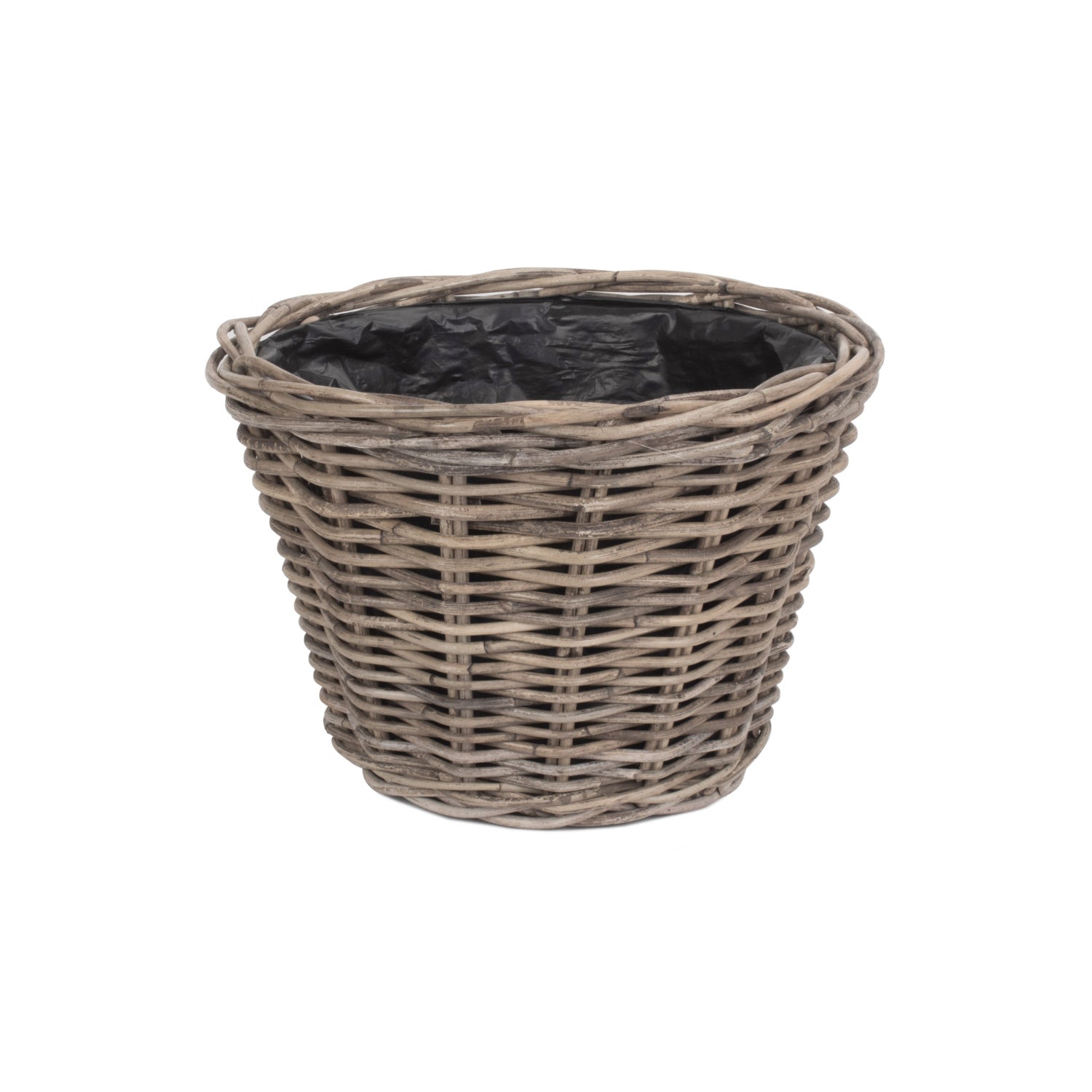 Small Tapered Rattan Round Planter With Plastic Lining