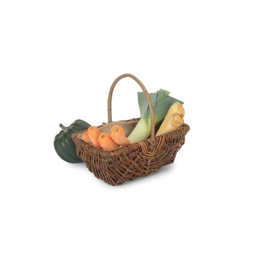 Small Rectangular Unpeeled Willow Garden Trug With Hessian Lining
