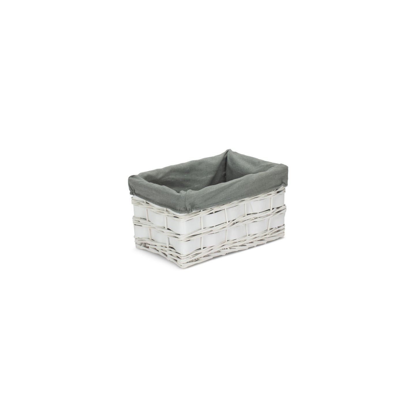 Small White Scandi Storage Basket With Grey Sage Lining