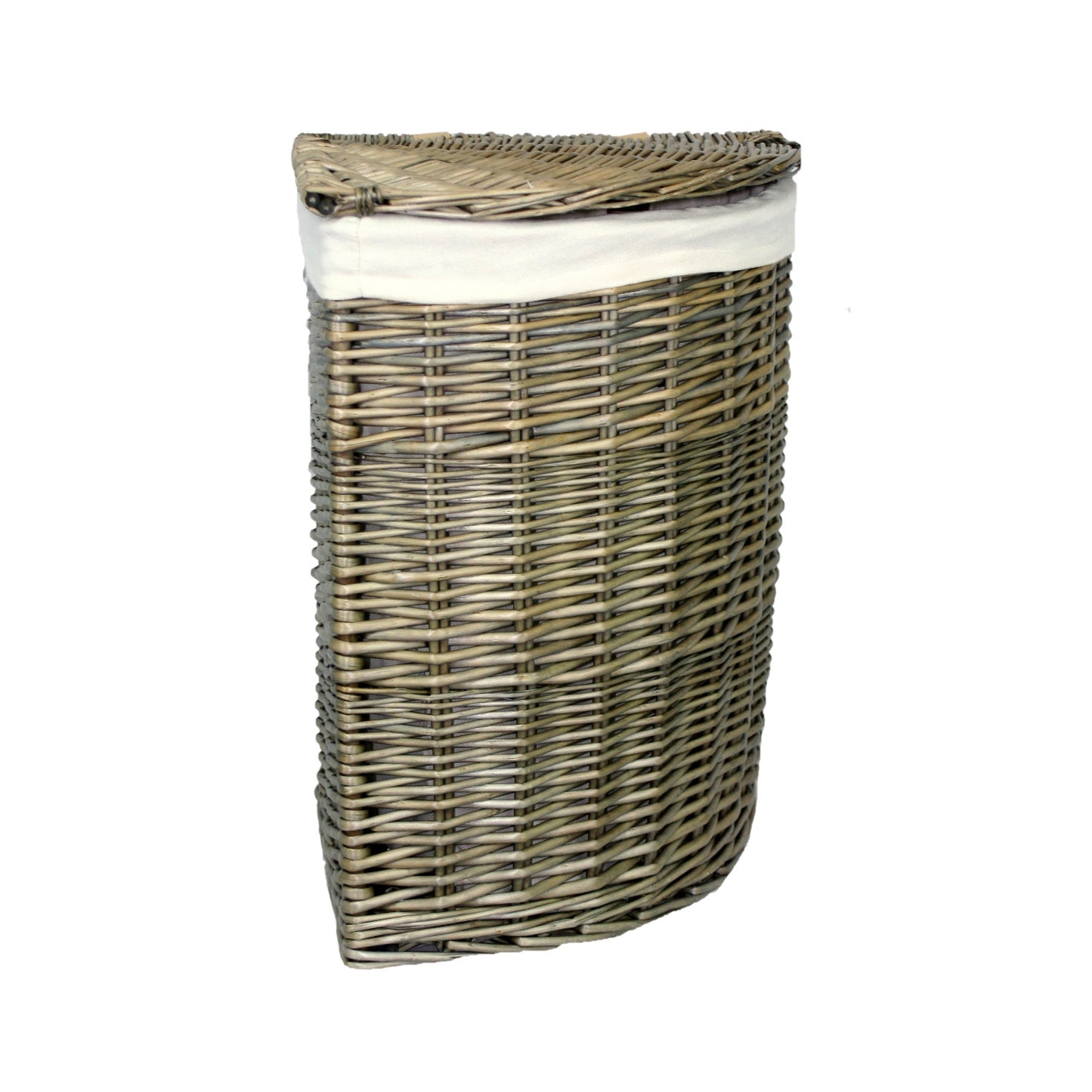 Small Antique Wash Corner Linen Basket With White Lining