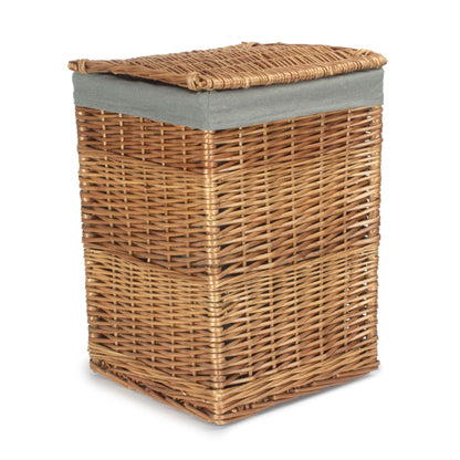Light Steamed Willow Square Laundry Basket with Grey Sage Lining - Small