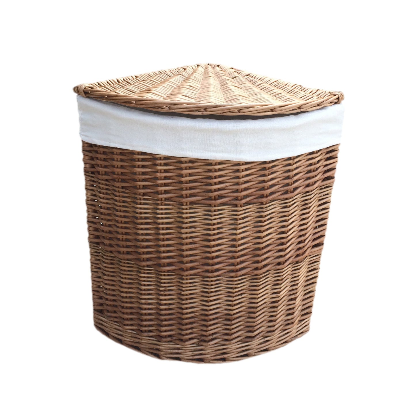 Small Light Steamed Corner Linen Basket With White Lining