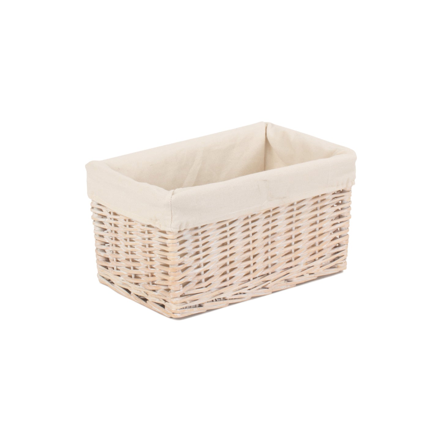 Small White Wash Storage Basket With White Lining