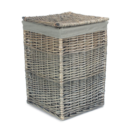Small Square Laundry Basket with Grey Sage Lining