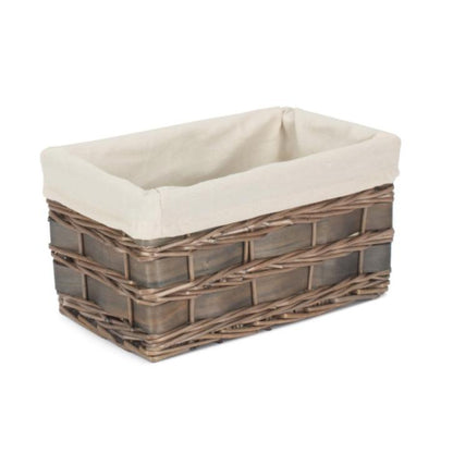 Small Grey Scandi Storage Basket with White Lining