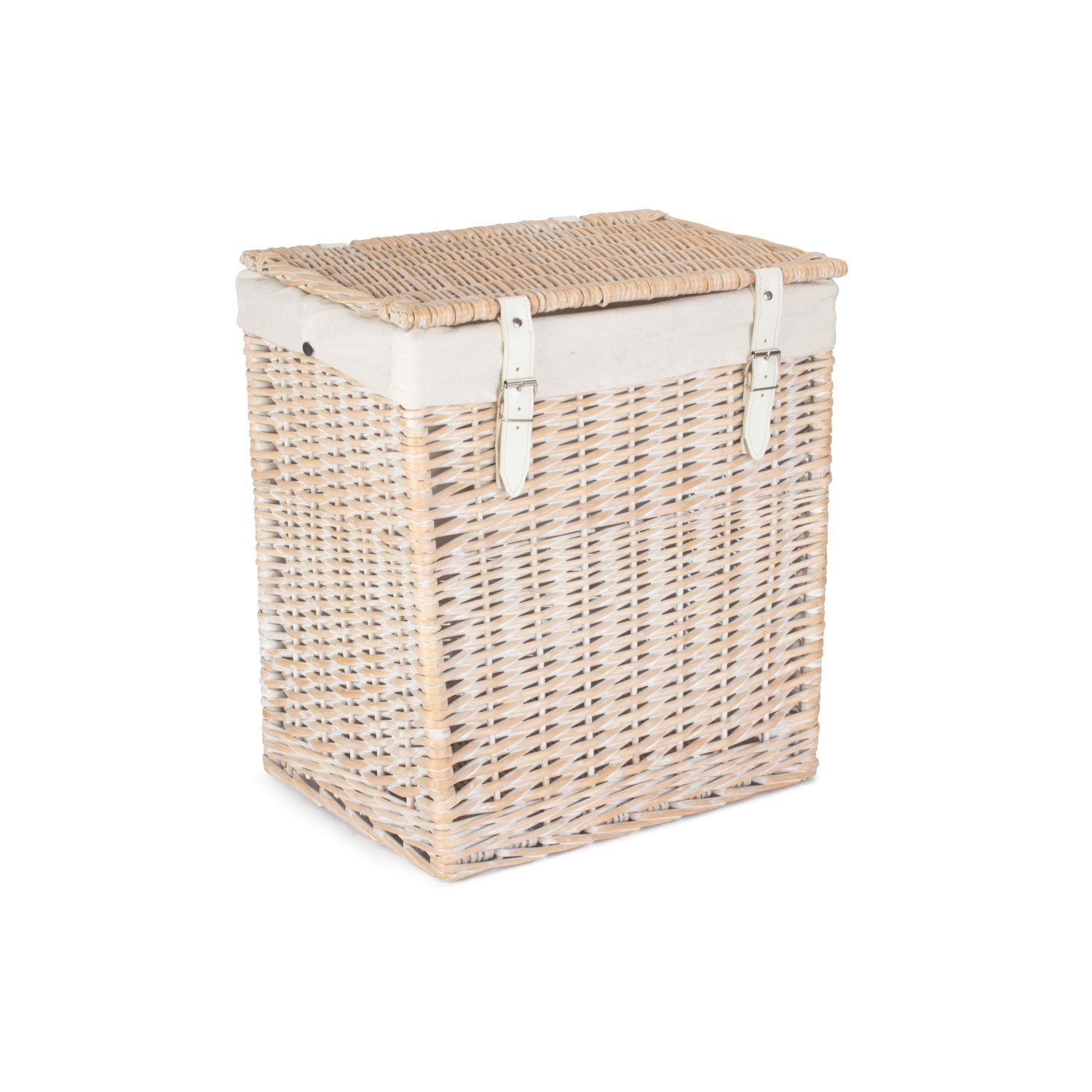 Boutique White Wash Willow Laundry Hamper with Lining - Small