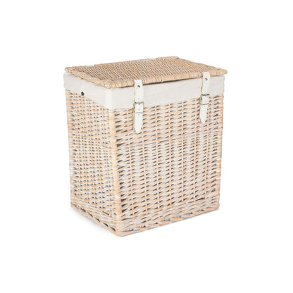 Boutique White Wash Willow Laundry Hamper with Lining - Small