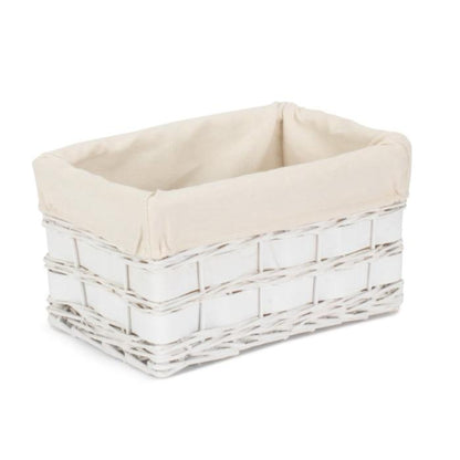 Small White Scandi Storage Basket with White Lining