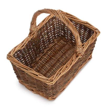 Rectangular Unpeeled Willow Shopper Basket - Size 1 Small