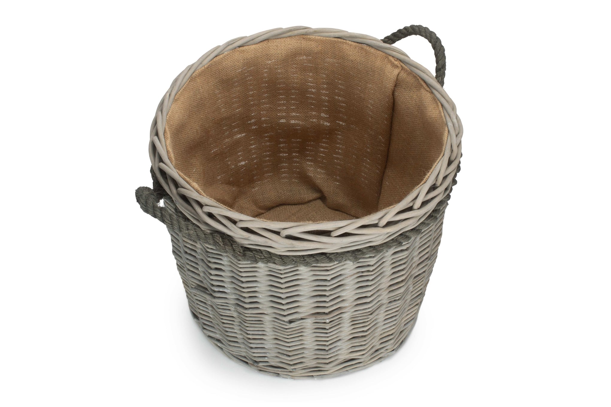 Grey Wash Willow Round Storage Basket Size 1 - Small