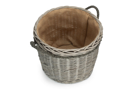 Grey Wash Willow Round Storage Basket Size 1 - Small