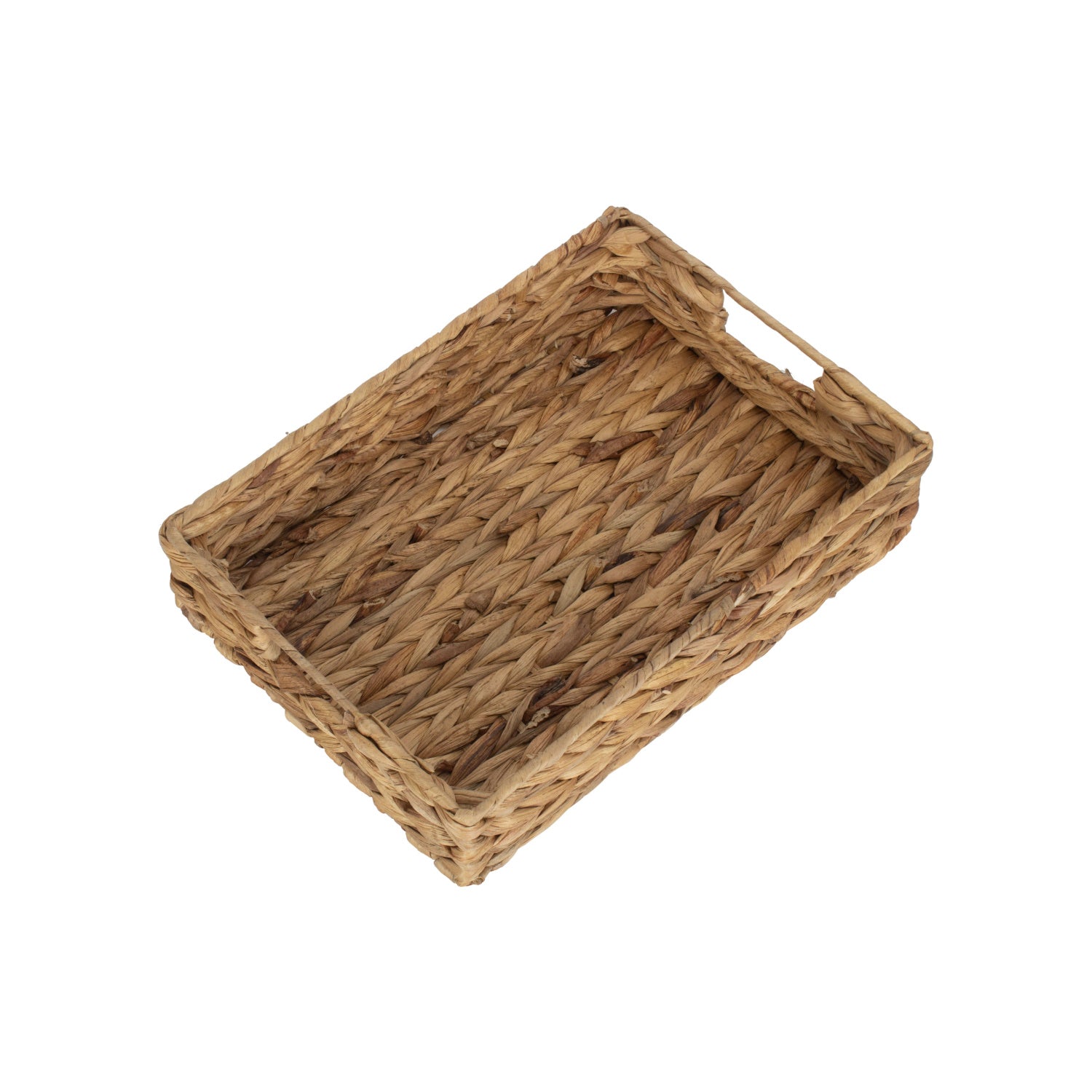 Small Water Hyacinth Shallow Rectangular Storage Tray Basket