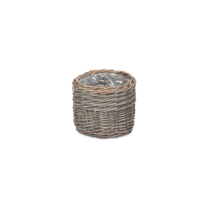 Small Round Antique Wash Lined Willow Planter