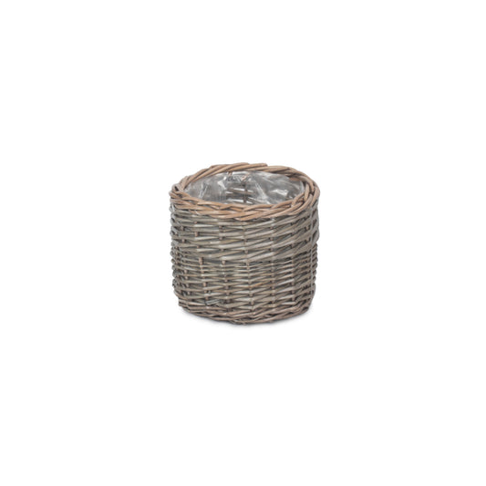 Small Round Antique Wash Lined Willow Planter