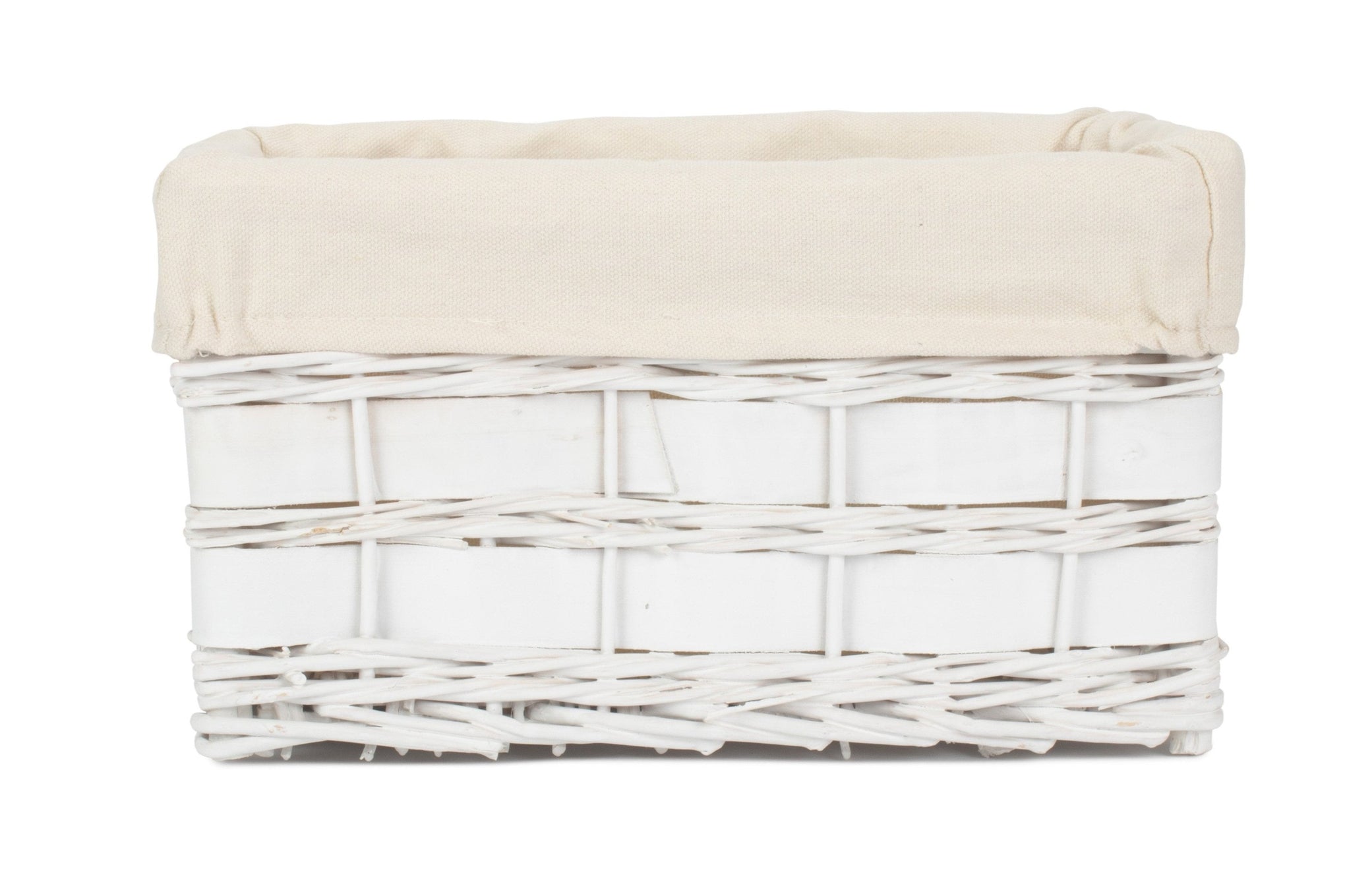 Small White Scandi Storage Basket with White Lining