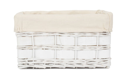 Small White Scandi Storage Basket with White Lining