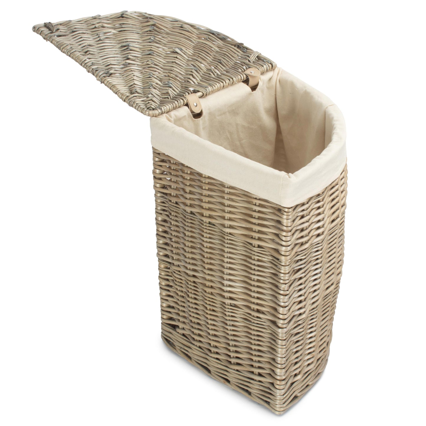 Antique Wash Corner Linen Basket with White Lining - Small