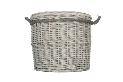 Grey Wash Willow Round Storage Basket Size 1 - Small