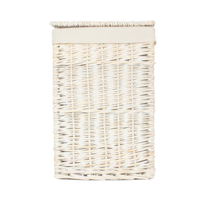 White Wash Willow Square Laundry Hamper with White Lining - Small