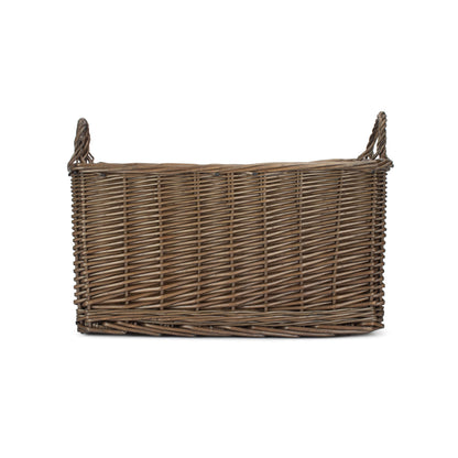 Small Antique Wash Rectangular Hessian Lined Basket